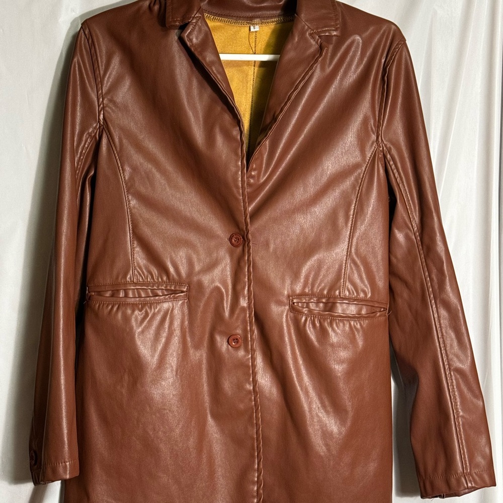Brown Leather Women's Coat